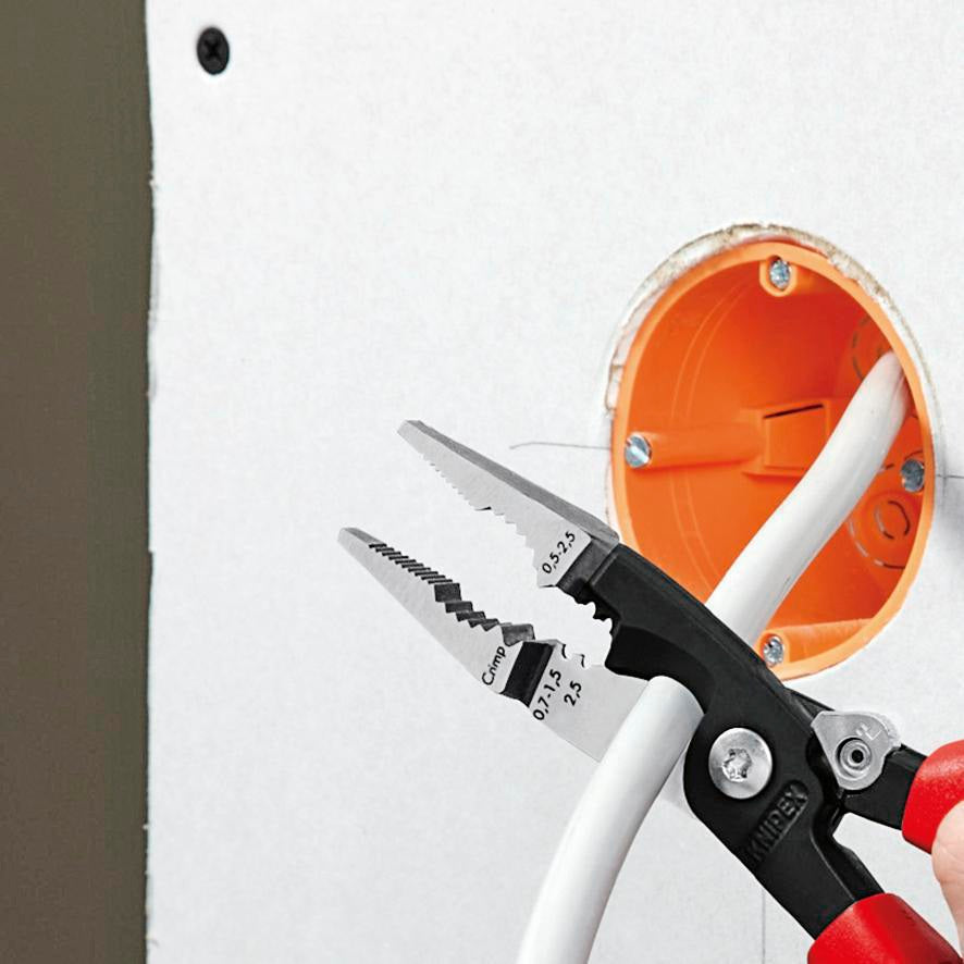 KNIPEX Elektroinstallationszange 200 mm Comfort-Griff – 6-in-1 Werkzeug für die Elektroinstallation