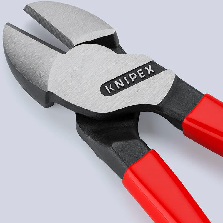 KNIPEX Kraftseitenschneider 140 mm poliert Form 0 – 20 % Kraftersparnis, Kunststoffüberzug