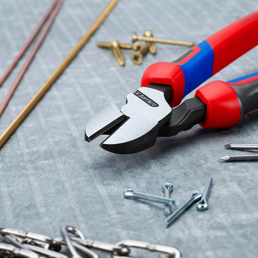 KNIPEX Kraftseitenschneider 140 mm, poliert, Form 0, Mehrkomponenten-Hüllen – 20 % Kraftersparnis