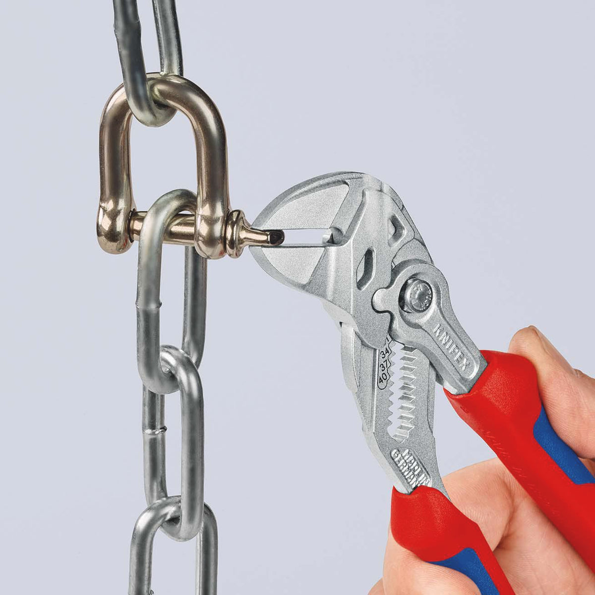 KNIPEX Zangenschlüssel 180 mm mit Spannweite 40 mm, verchromt, Mehrkomponenten-Hülle und Befestigungsöse