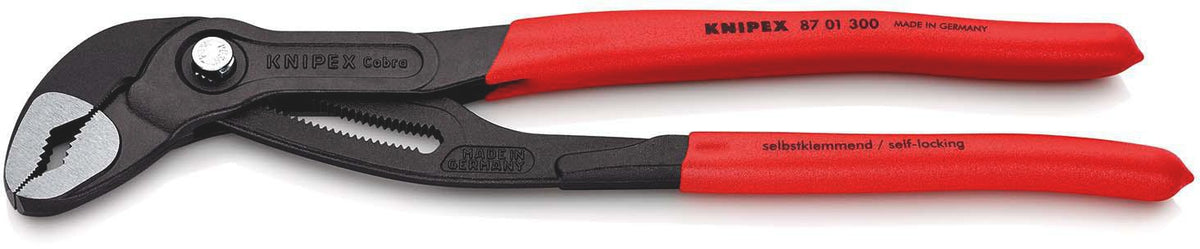 KNIPEX Cobra® Wasserpumpenzange 300 mm Quick Set – selbstklemmend, 30 Einstellpositionen, Spannweite 60 mm