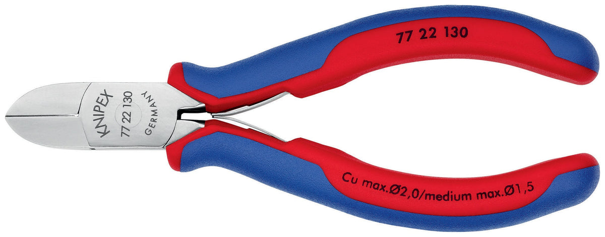 KNIPEX Elektronikseitenschneider 130 mm Form 2 mit Facette und 2K-Hülle