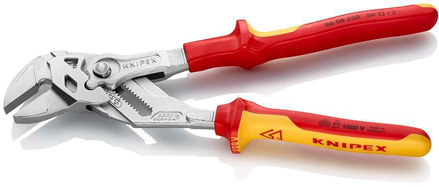 KNIPEX Zangenschlüssel 250 mm, Spannweite 46 mm, verchromt, VDE-isoliert, Mehrkomponenten-Hüllen