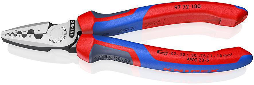 KNIPEX Aderendhülsenzange 180 mm für 0,25-16,0 mm² – Poliert, Spezial-Werkzeugstahl