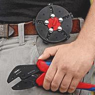 KNIPEX Crimpzange MultiCrimp 250 mm mit 5 Wechseleinsätzen – Für Kabelschuhe, Verbinder & Aderendhülsen