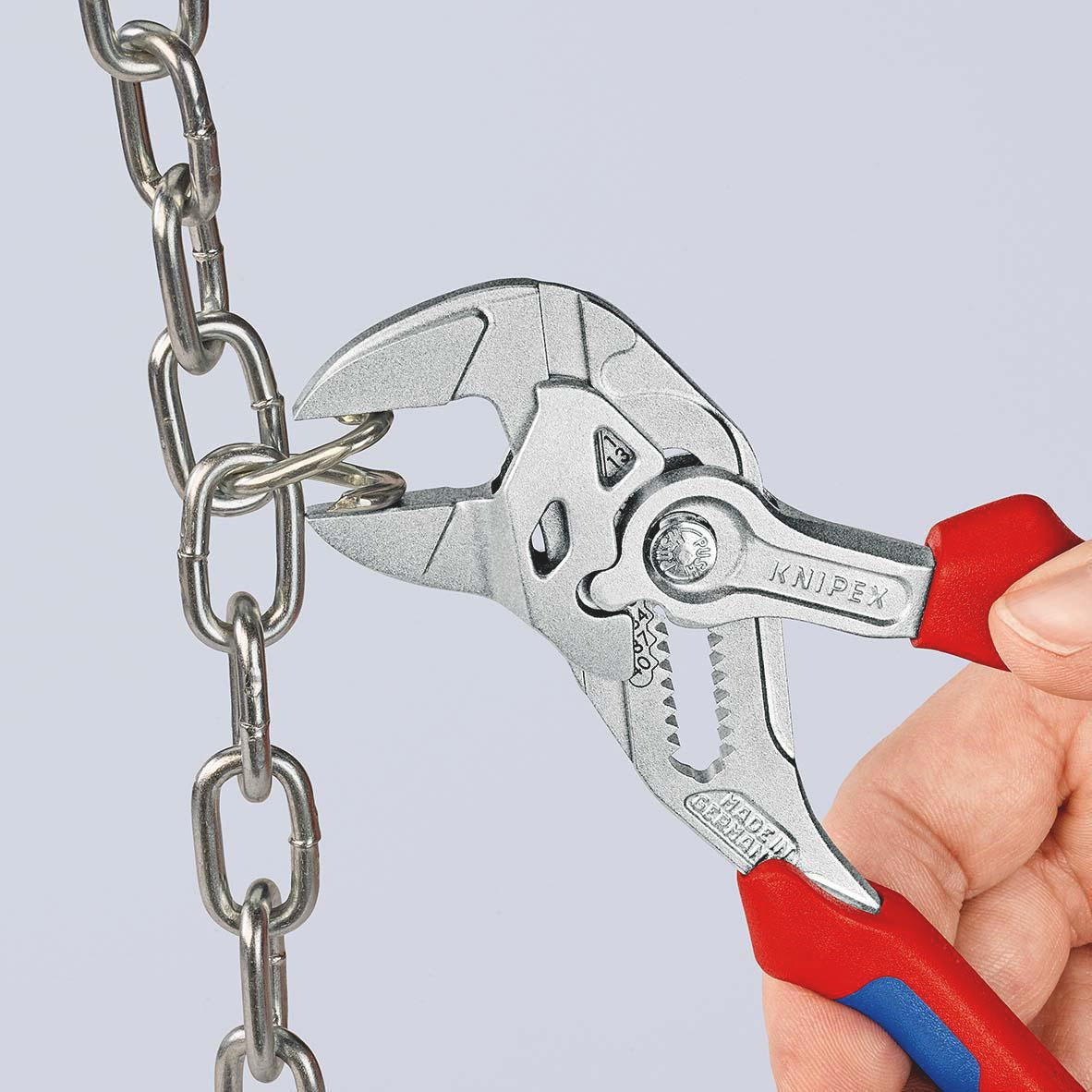 KNIPEX Zangenschlüssel 180 mm mit Spannweite 40 mm, verchromt, Mehrkomponenten-Hülle und Befestigungsöse