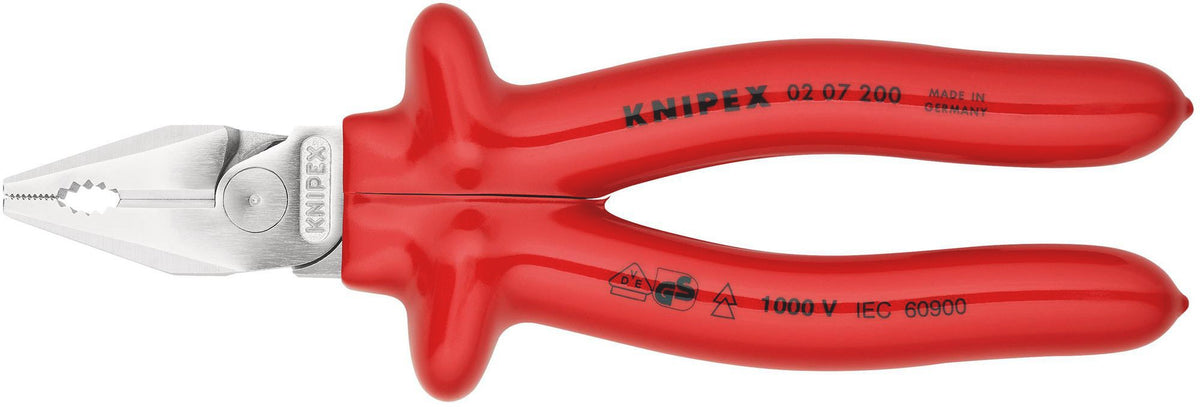 KNIPEX Kraftkombizange VDE 200 mm – 35 % Kraftersparnis, verchromt, tauchisoliert