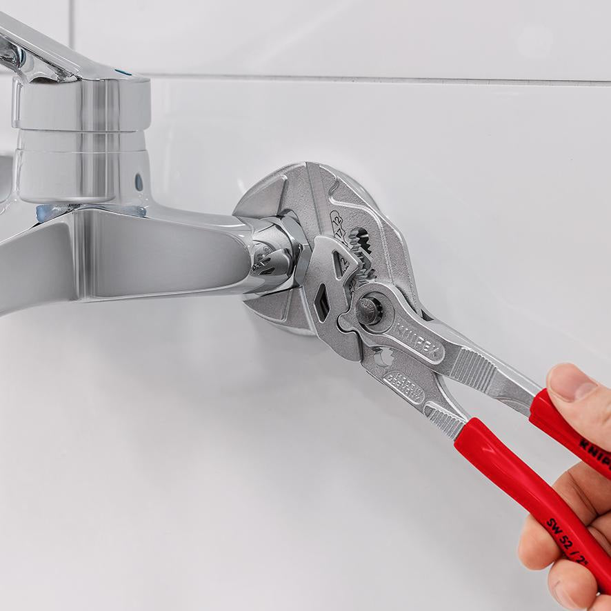 KNIPEX Zangenschlüssel 400 mm – Spannweite 85 mm, verchromt, mit Kunststoffüberzug