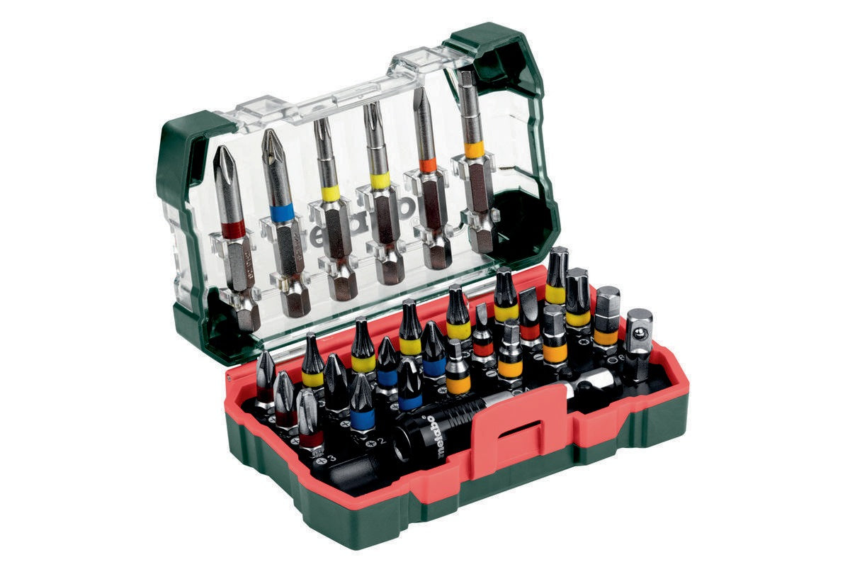 Metabo Bitsatz 32-teilig S2-Stahl mit Bithalter 65 mm und Farbcodierung