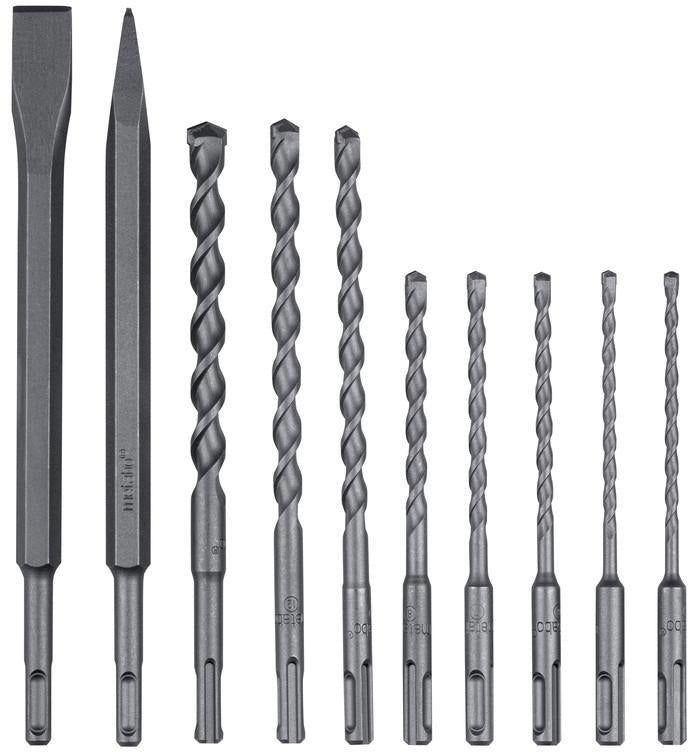 Metabo Bohrer-/Meißelsatz SDS-plus 10tlg. in Rolltasche – Hartmetall-Bohrspitze, für Beton, Mauerwerk, Naturstein