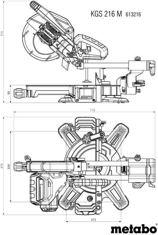 METABO Kapp- und Gehrungssäge KGS 216 M mit Zugfunktion, 1500 W, 216 mm Sägeblatt