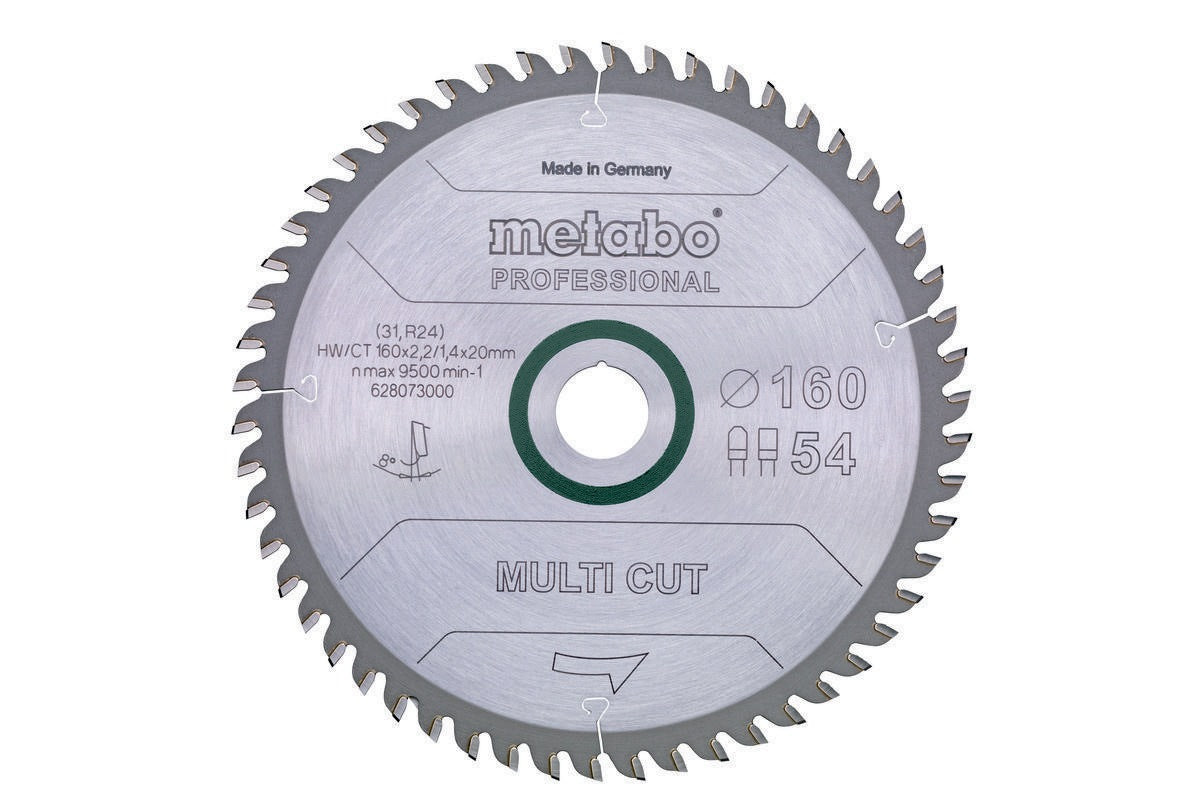 METABO Kreissägeblatt multi cut professional HW/CT 160x2,2x20 mm 54Z FZ/TZ