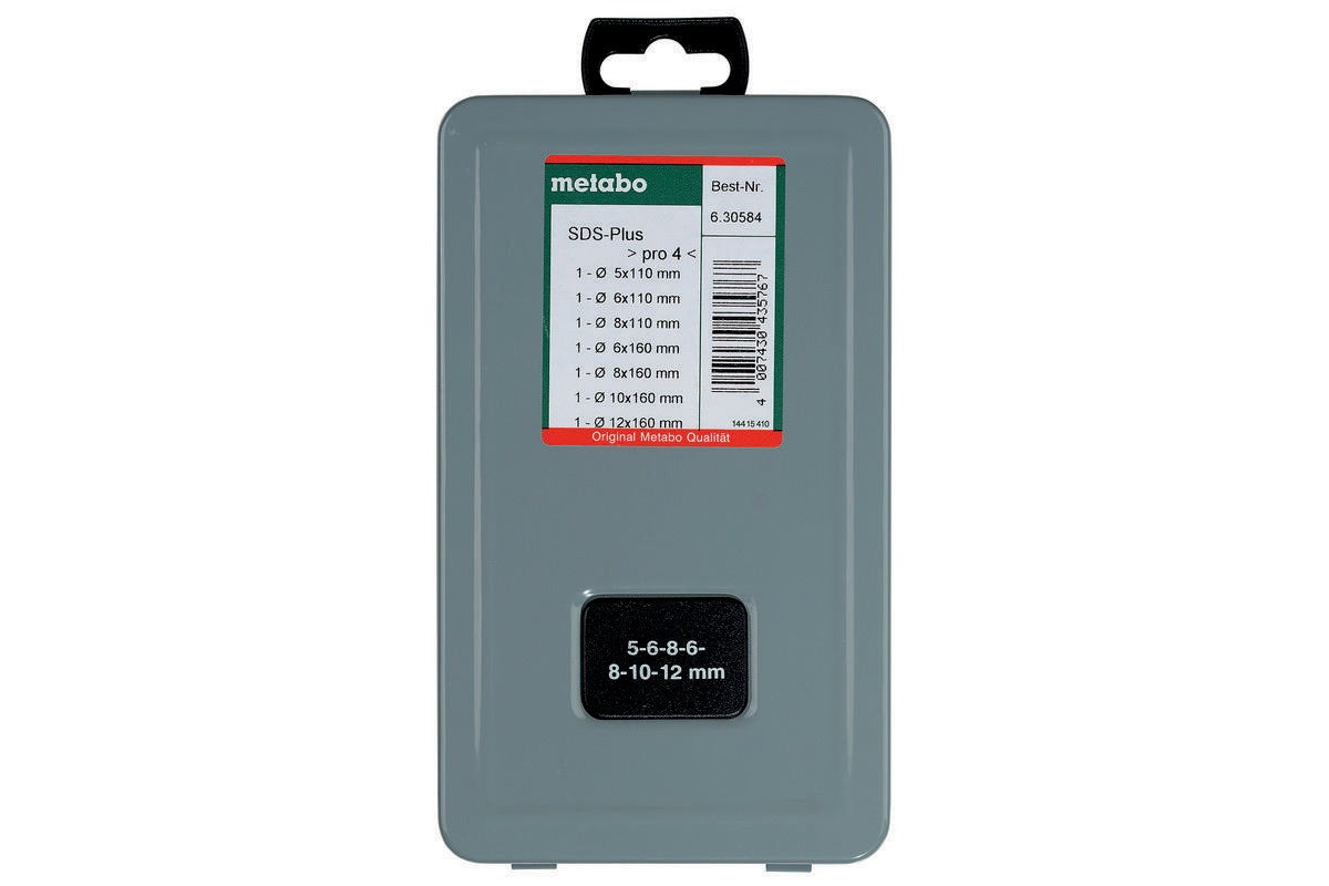 METABO Hammerbohrersatz SDS-plus Pro 4, 5-teilig, Kunststoffkassette, für Beton, Mauerwerk, Naturstein