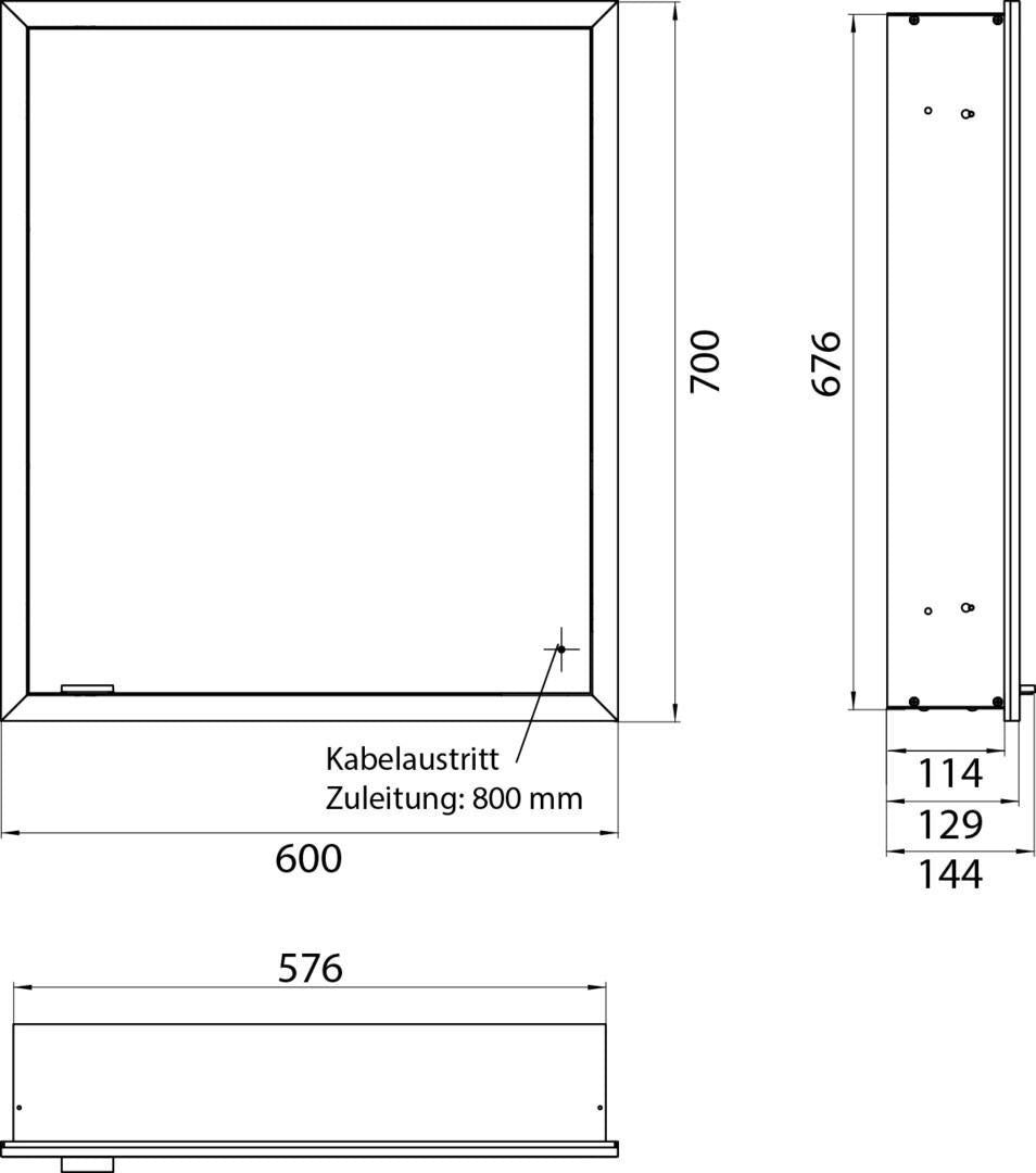 EMCO prime slim Lichtspiegelschrank 600 mm Unterputz, 1 Tür rechts, LED, Touch