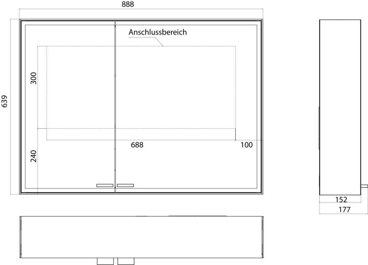 EMCO Lichtspiegelschrank prestige 2 Aufputz 887 mm aluminium breite Tür rechts – LED, Touch, Soft-Close