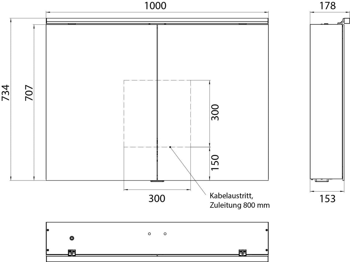 EMCO pure 2 Classic LED-Lichtspiegelschrank 1000 mm, 2-türig, Aluminium, IP20, 22 W, 2700–6500 K