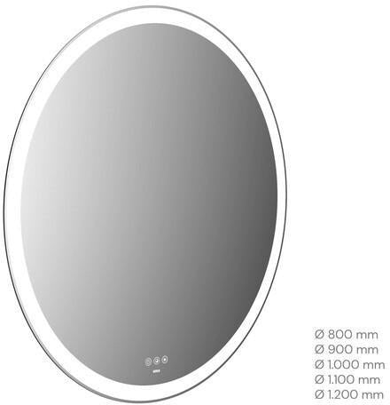 EMCO LED-Lichtspiegel MI 310+ mit Touch-Bedienfeld und umlaufendem Lichtausschnitt, 800 mm