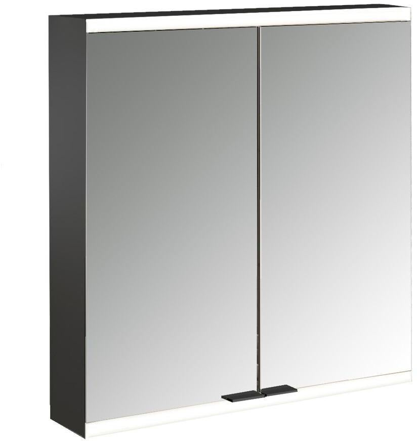 EMCO prime 2 LED-Lichtspiegelschrank, 600 mm, 2-türig, Aufputz, Aluminium, mit Touchsensoren