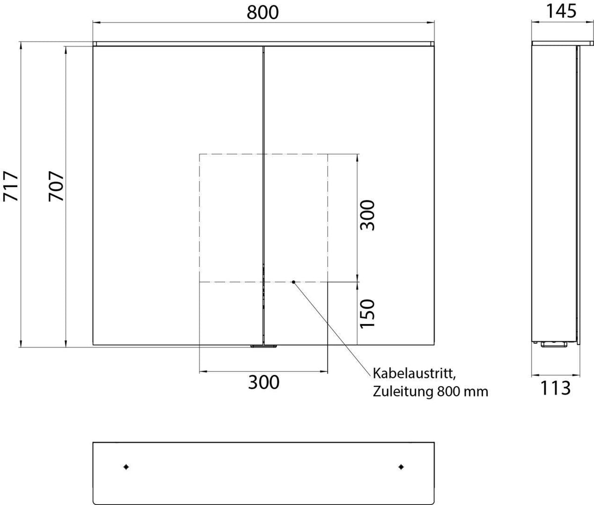 EMCO Lichtspiegelschrank flat 2 Design 800 mm, 2-türig, Aluminium, LED, Aufputz