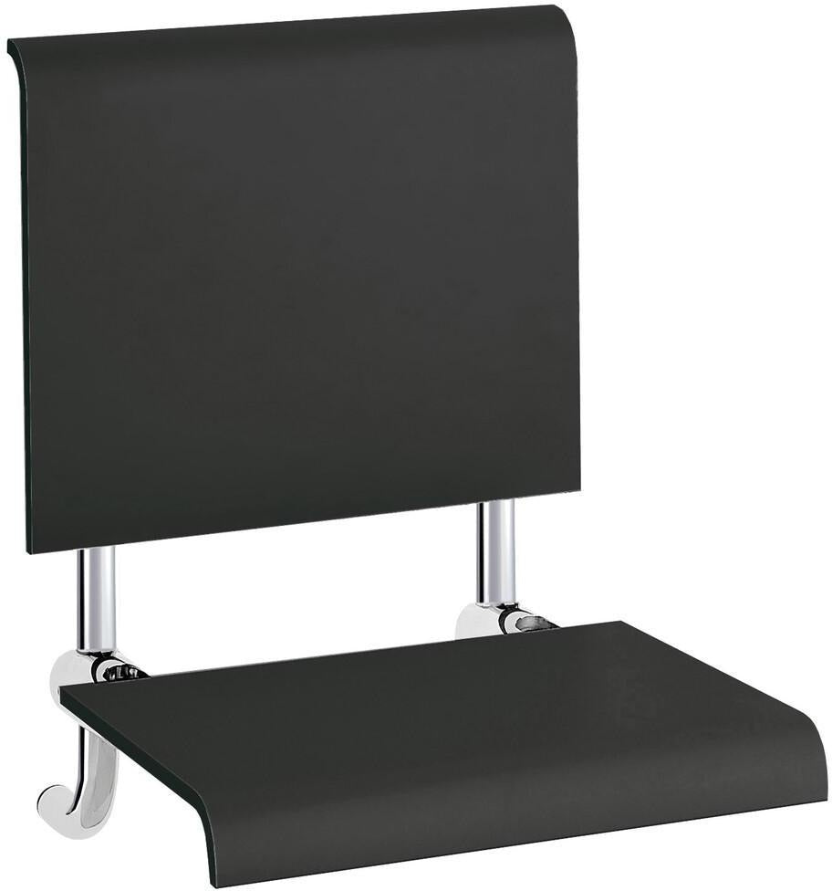EMCO Einhängesitz system 2 21201 mit Kunststoffsitzfläche schwarz/chrom – hochklappbar mit Rückenlehne