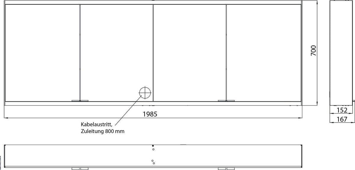 EMCO prime 2 LED-Lichtspiegelschrank 2000 mm, 4-türig, Aufputz, Aluminium, mit Touchsensoren