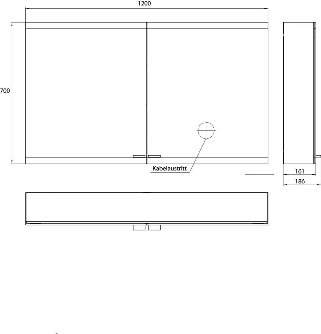 EMCO evo LED-Lichtspiegelschrank 1200 mm, 2 Türen, Aufputz, Aluminium, mit emco light system