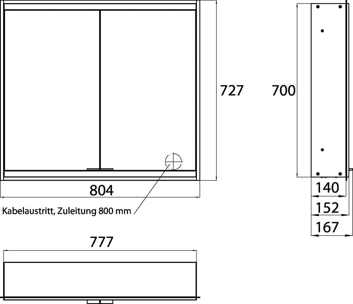 EMCO LED-Lichtspiegelschrank prime 2, 800 mm, 2 Türen, Unterputz, Aluminium