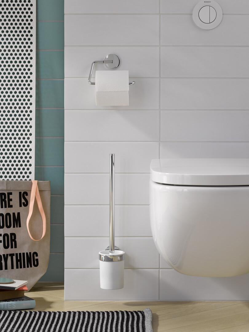 EMCO Toilettenbürstengarnitur round 00100 – Wandmodell mit Kunststoff-Behälter in Chrom