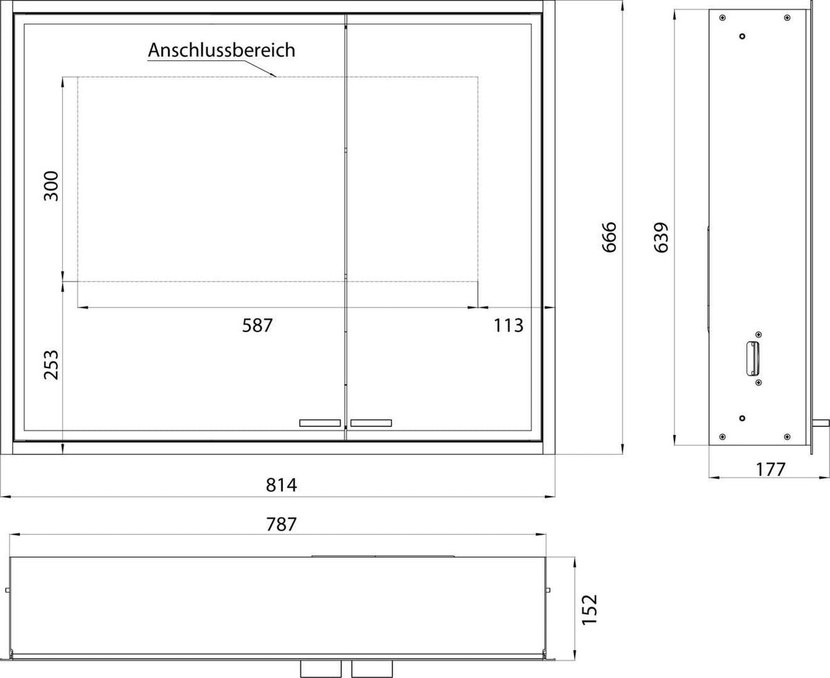 EMCO Lichtspiegelschrank prestige 2 815 mm Unterputz, breite Tür links, Aluminium