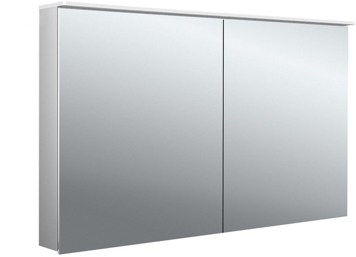 EMCO Bad Lichtspiegelschrank flat 2 Design Aufputz 1200 mm 2-türig Aluminium LED