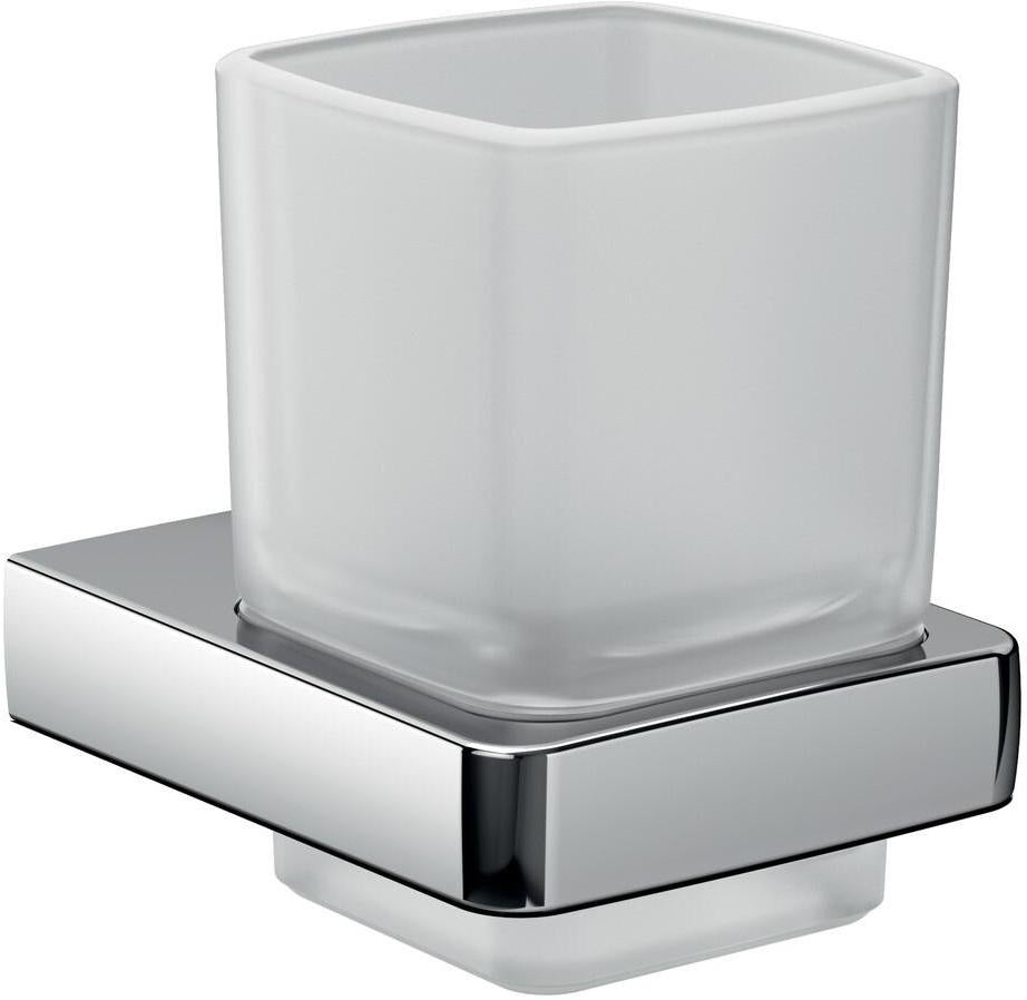 EMCO Glashalter trend 00100 aus Kristallglas satiniert mit verchromter Wandhalterung
