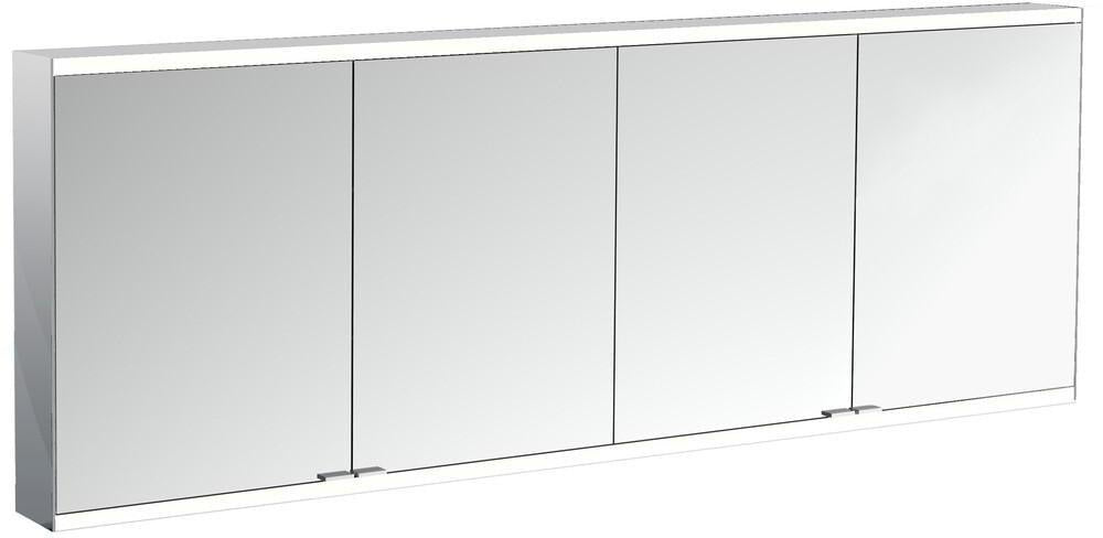 EMCO prime 2 LED-Lichtspiegelschrank 1800 mm, 4-türig, Aufputz, Aluminium, mit Touchsteuerung