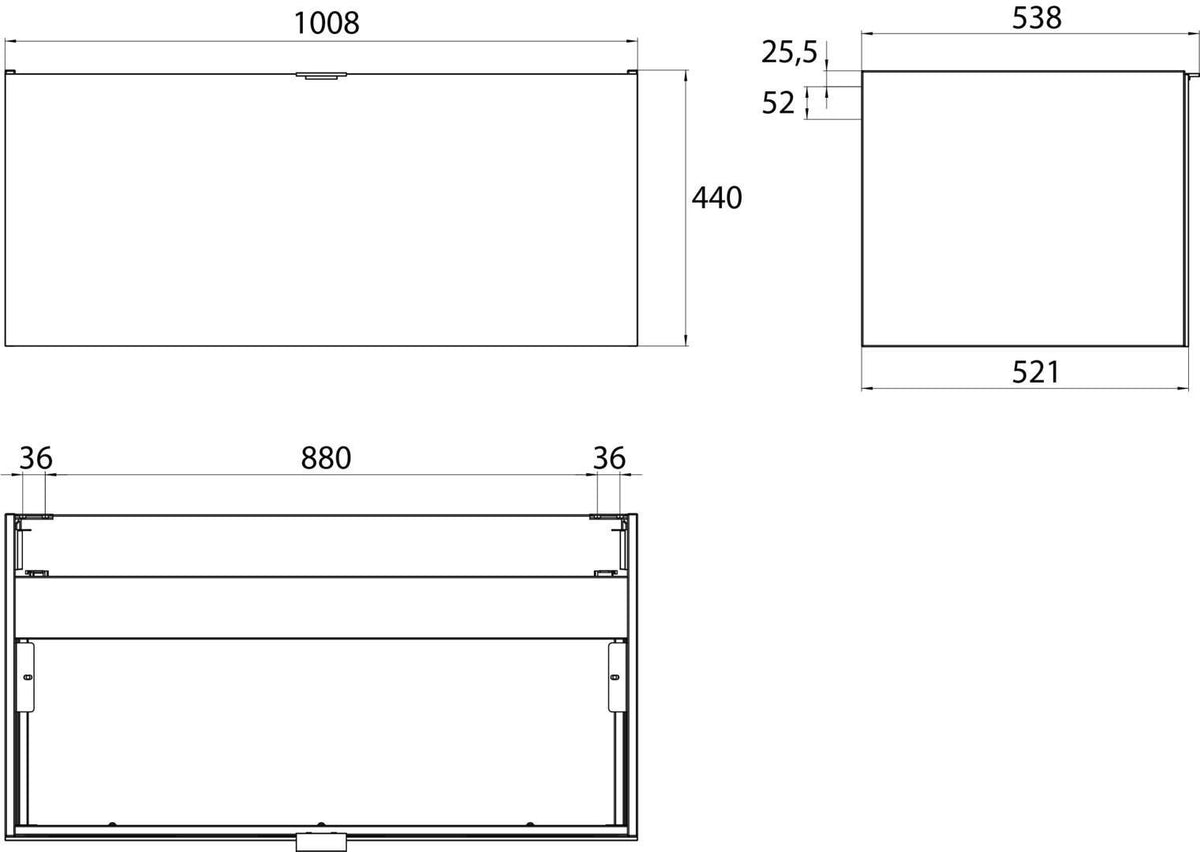 EMCO evo Waschtisch-Unterschrank 1008 mm optiwhite mit 1 Auszug und Soft-Close