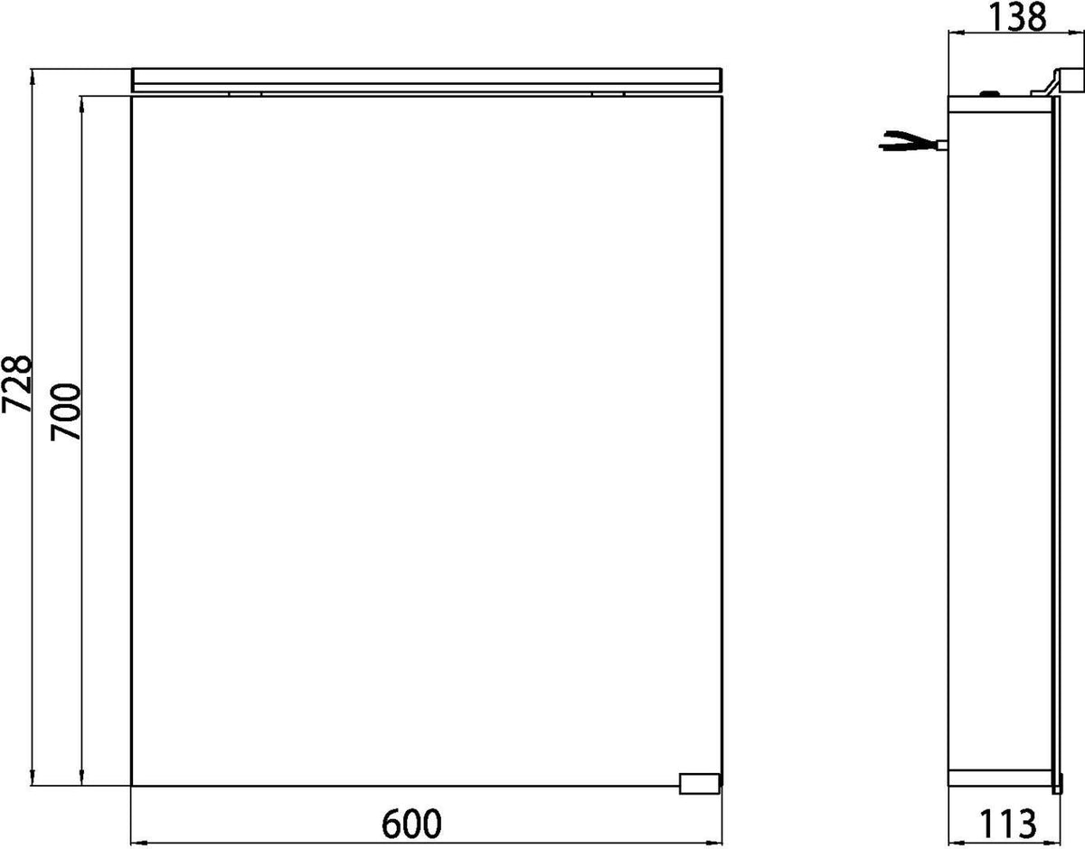 EMCO Lichtspiegelschrank flat LED, 1 Tür, 600 mm, Aluminium, Aufputz, IP44