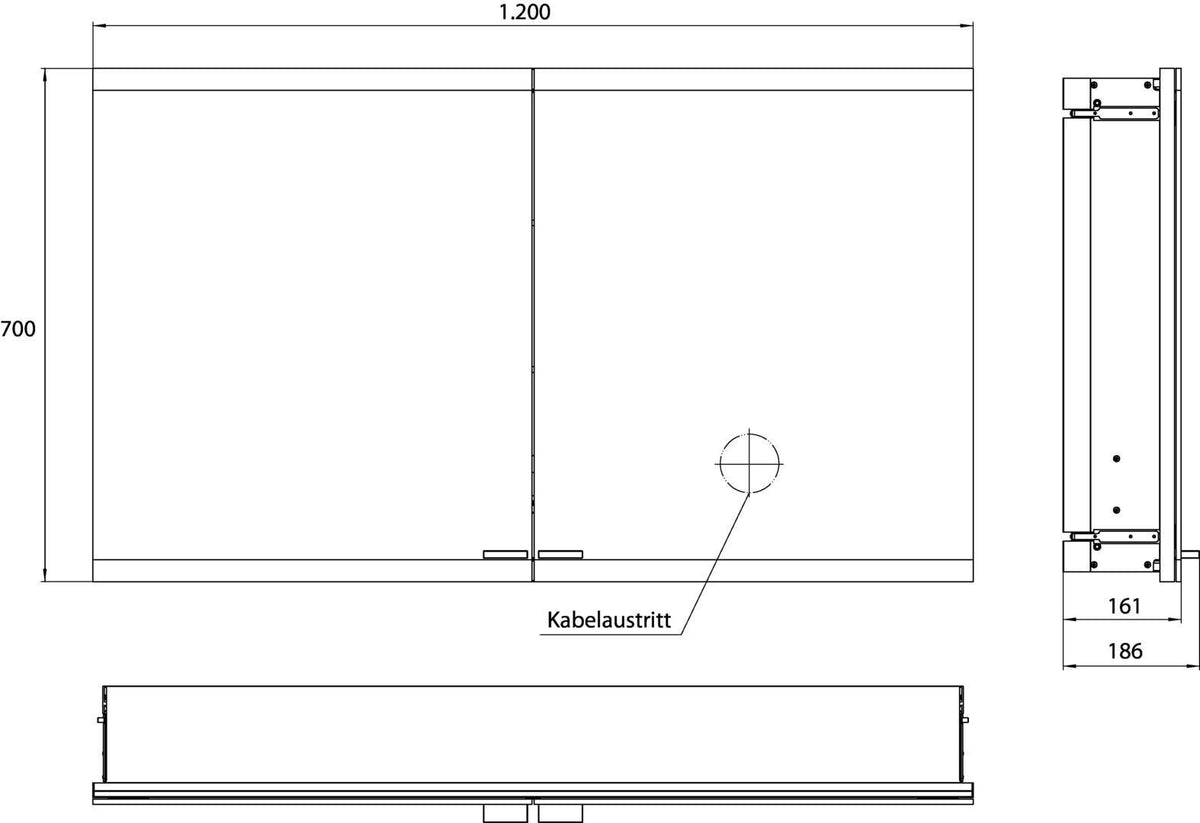 EMCO evo Lichtspiegelschrank 1200 mm, 2-türig, Unterputz, Aluminium, LED, IP20