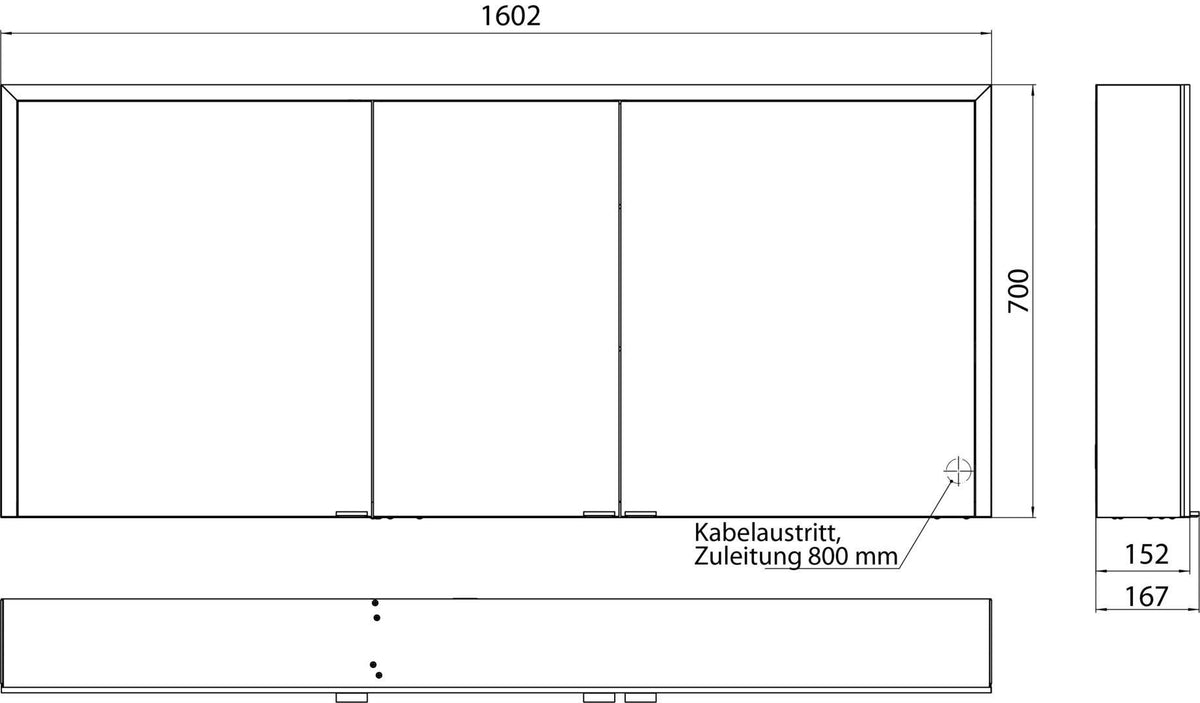 EMCO prime 3 LED-Lichtspiegelschrank, 1600 mm, 3-türig, Aufputz, Aluminium – mit Touchsteuerung & Soft-Close