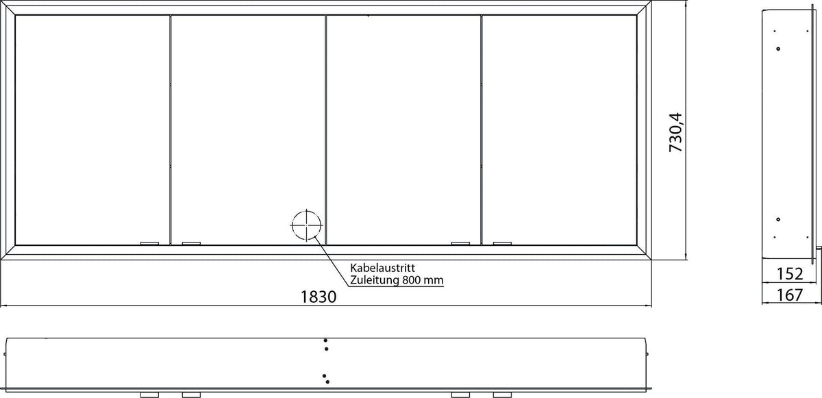 EMCO prime LED-Lichtspiegelschrank 1800 mm, 4-türig, Unterputz, Aluminium