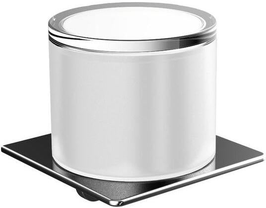 EMCO art Flüssigseifenspender mit Kristallglas-Stülpbecher, satiniert, chrom – 155 ml, Wandmontage
