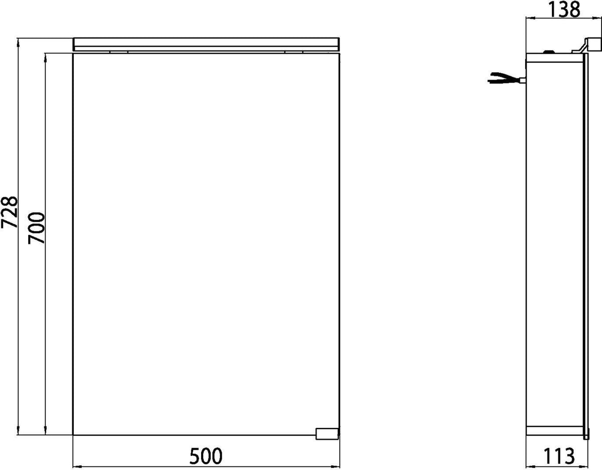 EMCO Lichtspiegelschrank flat LED 500 mm mit Waschtischbeleuchtung, 1 Tür, Aluminium