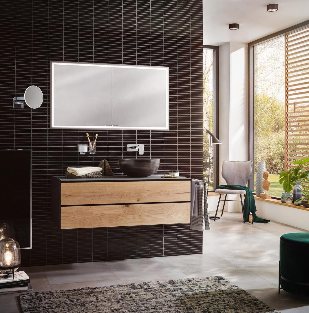 EMCO prestige 2 LED-Spiegelschrank 1215 mm Unterputz, aluminium, 2-türig, Touch-Dimmer