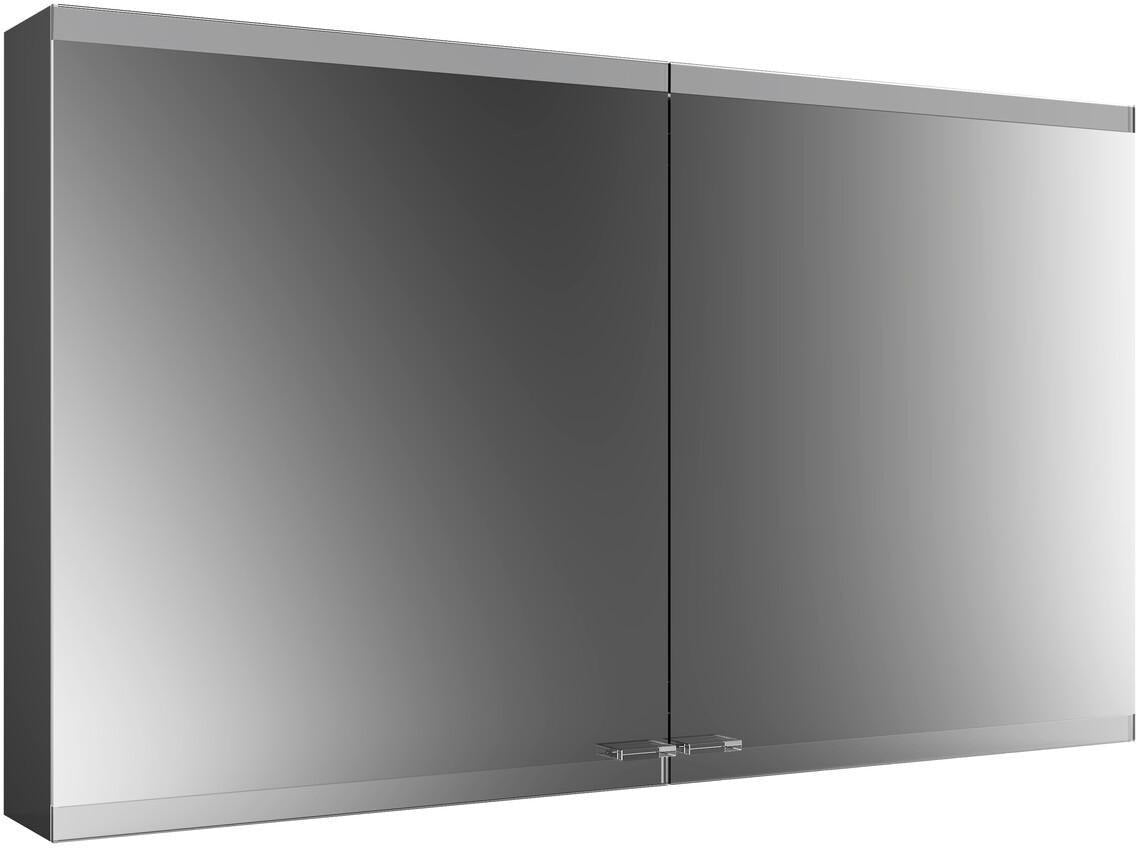 EMCO evo LED-Lichtspiegelschrank 1200 mm, 2 Türen, Aufputz, Aluminium, mit emco light system
