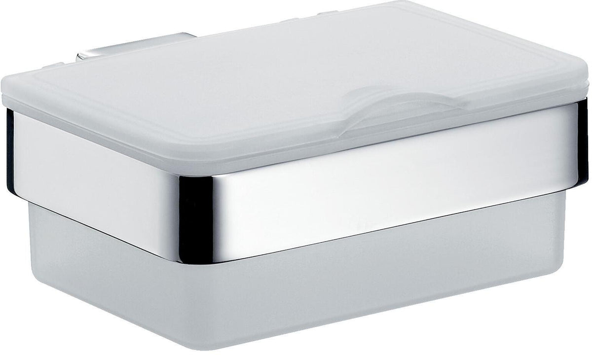 EMCO Feuchtpapierhalter loft 01600 – Kunststoffbox mit Deckel, weiß & Edelstahl-Optik