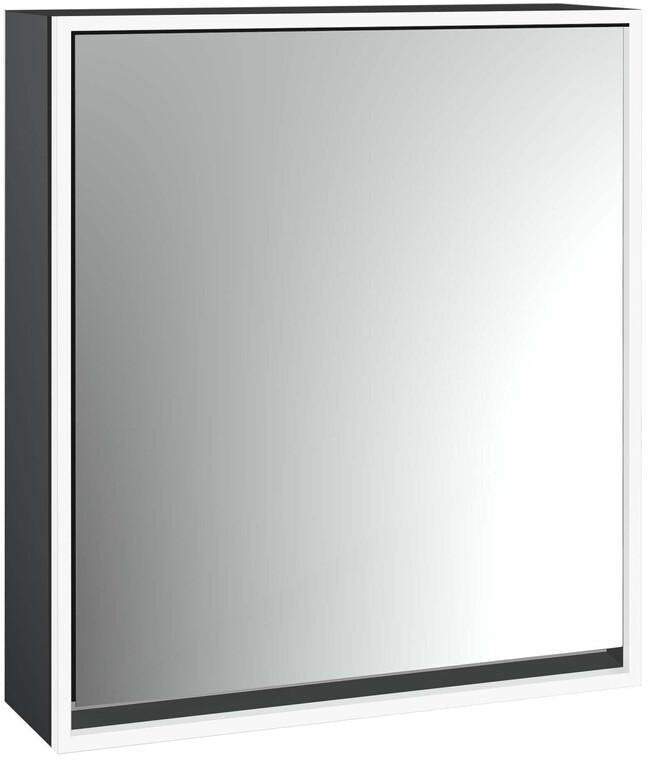 EMCO Lichtspiegelschrank loft 05100 Aufputz, 600 mm, 1-türig, links, Aluminium-Korpus, LED-Beleuchtung
