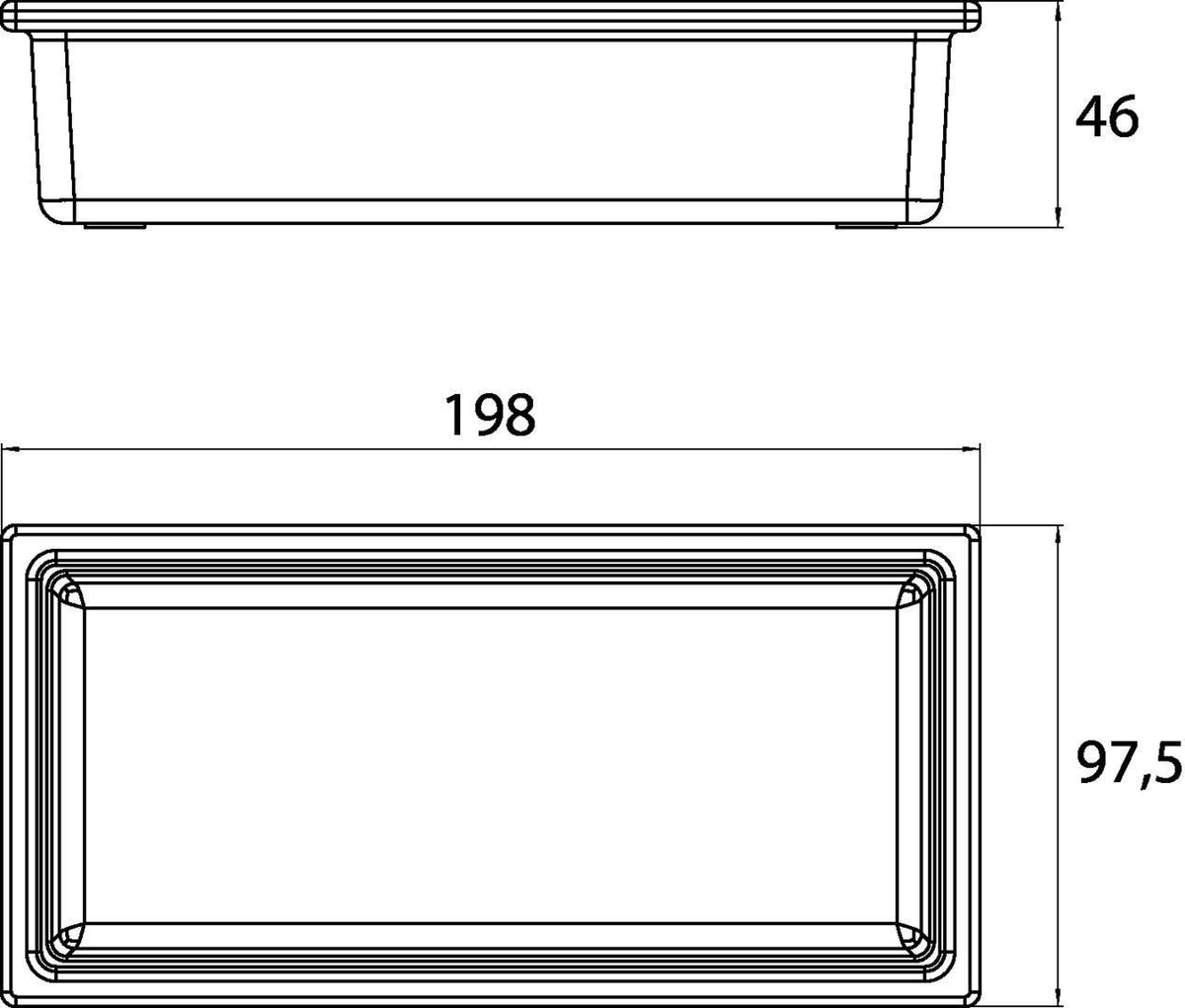 EMCO liaison Glasschale lang – Klare Ablage für Reling, 198 x 48 x 98 mm