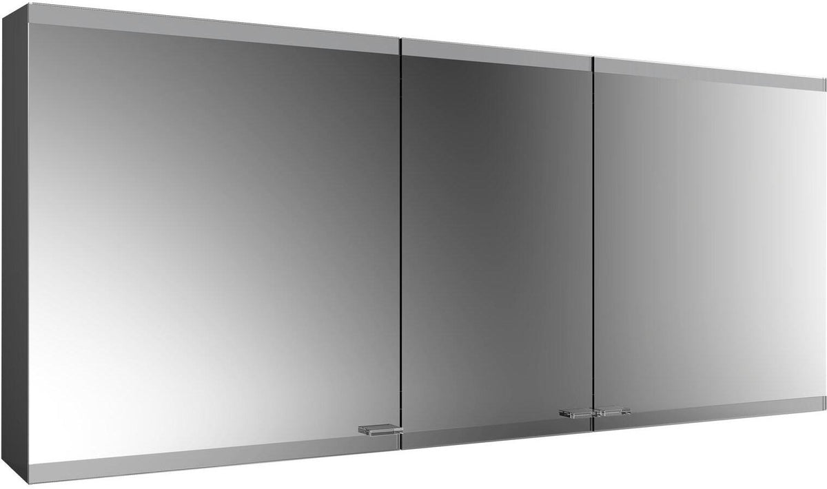 EMCO evo LED-Lichtspiegelschrank 1600 mm, 3 Türen, Aluminium, Aufputz, mit emco light system