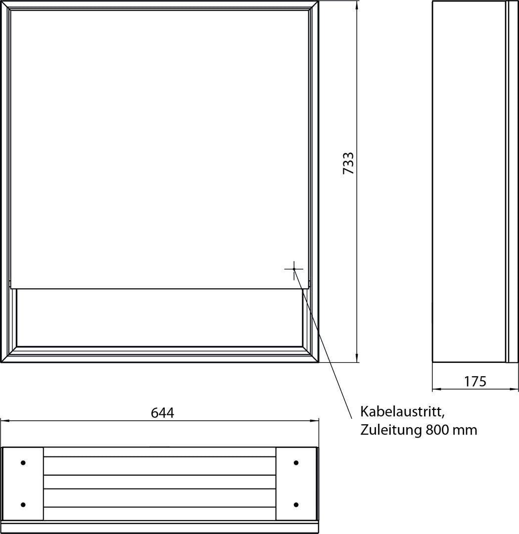 EMCO Lichtspiegelschrank LOFT 05202 Aufputz 600 mm, 1-türig, Aluminium, LED