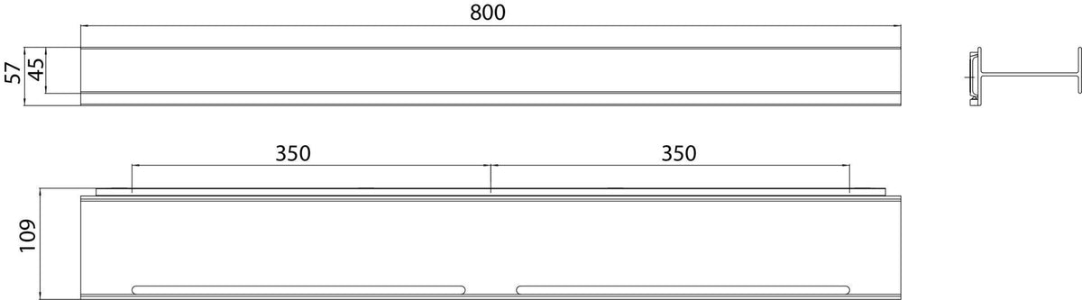 EMCO Duschreling S 85 mit Ablaufrinne 300 mm in Schwarz-Matt – Wandmontage, Ablage, Rasier- und Schwammhalter