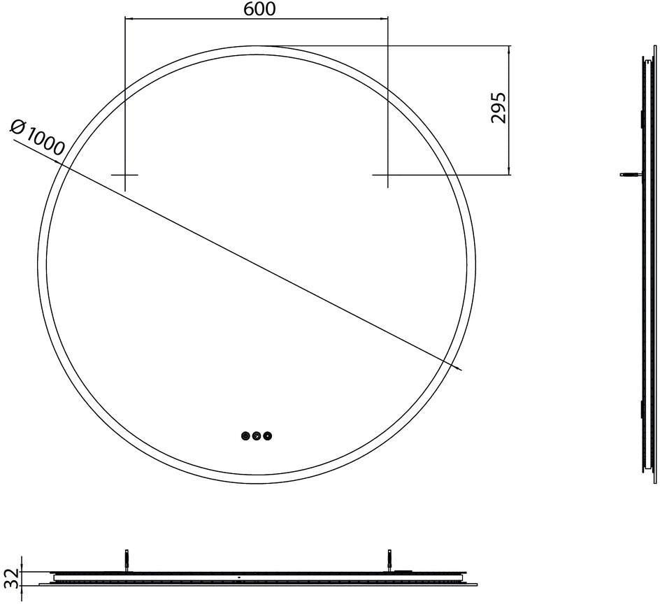 EMCO LED-Lichtspiegel pure++ 40808, rund, 790 mm, mit Spiegelheizung und 3 Touchsensoren
