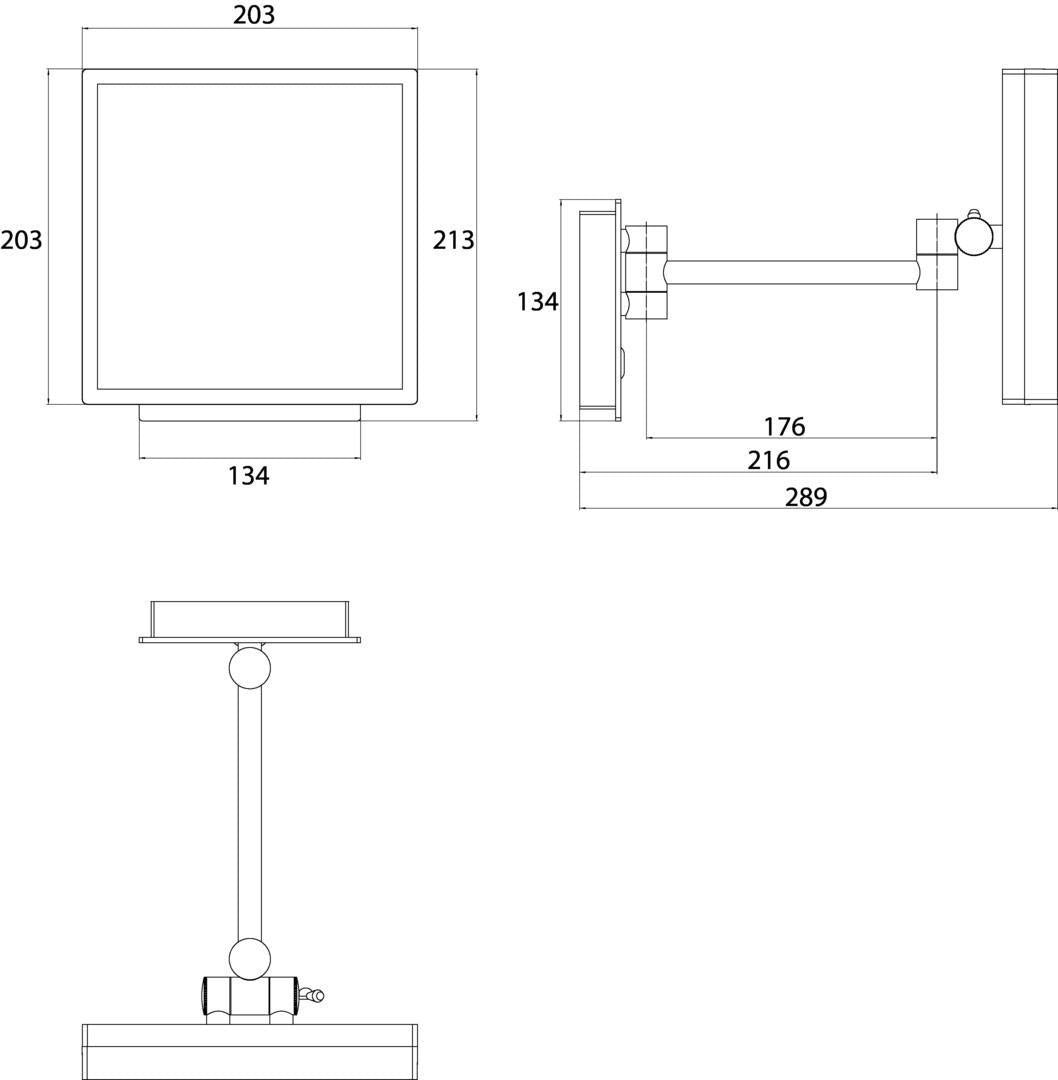 EMCO LED-Kosmetikspiegel pure LED 06011 – 3-fach Vergrößerung, Touch-Sensor, 203x203 mm