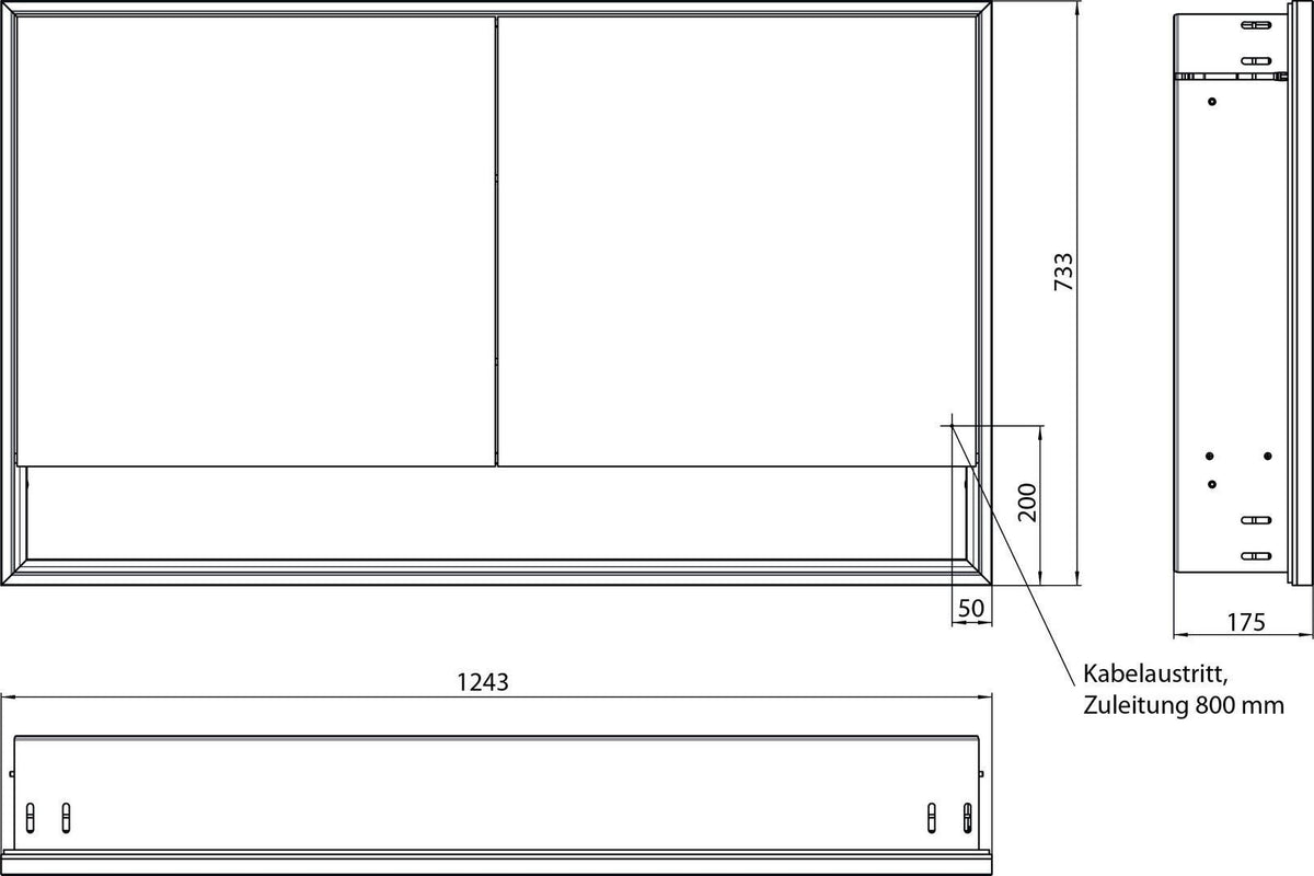 EMCO Lichtspiegelschrank loft 05219 Unterputz, 2-türig, 1200 mm, Aluminium, LED-Beleuchtung, Touch-Bedienfeld